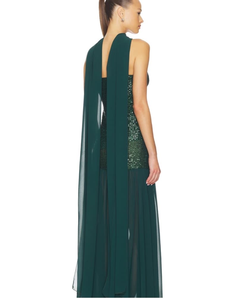 Dalia Maxi Dress In Emerald Sequins - Image 4