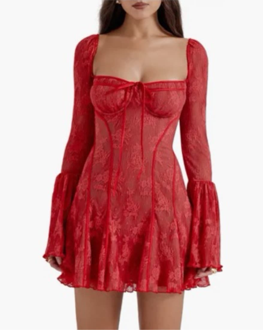 HOUSE OF CB Lace Long Sleeve Mini Dress - Image 1