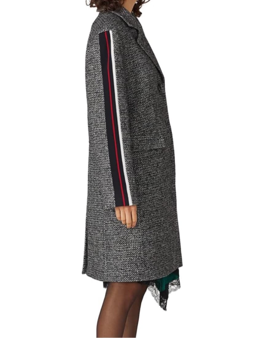 Koche Chic Tweed Coat with Striped Trim - Image 2