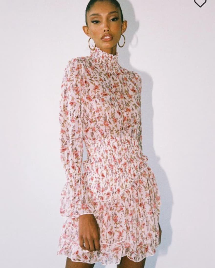 Sheer floral mini dress - Image 1