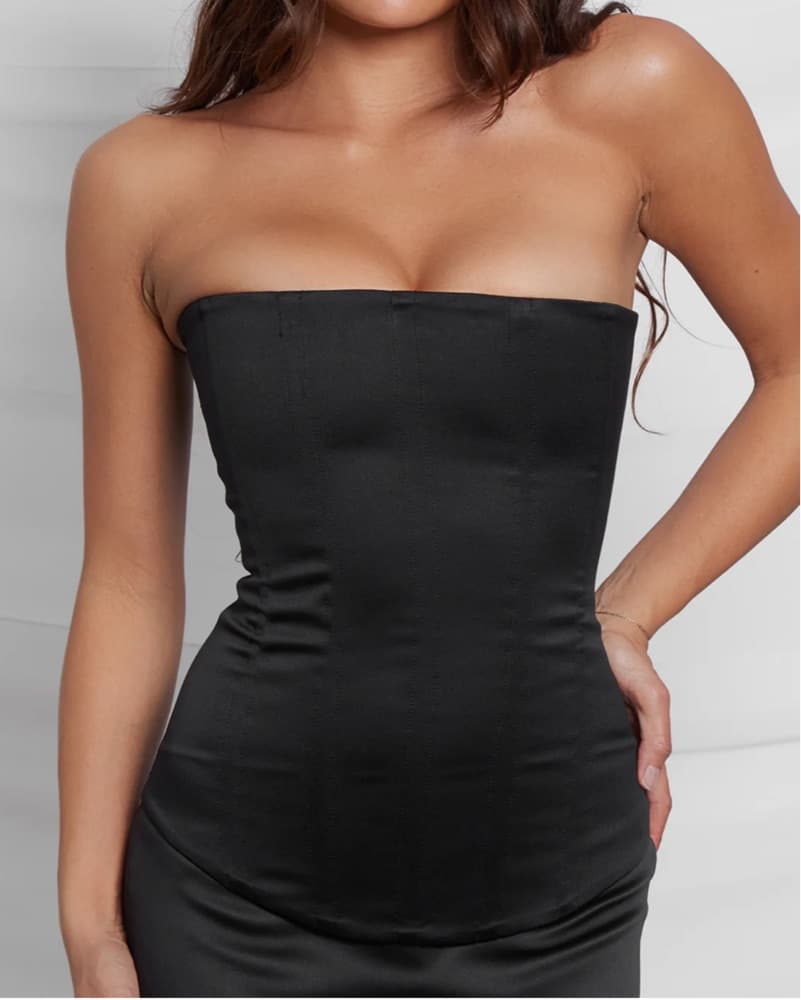 Black Satin Corset Top - Image 1