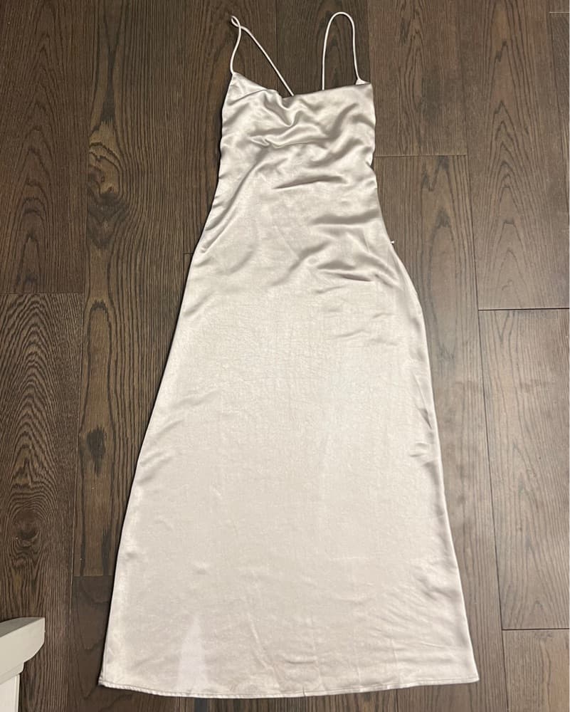 Mod Ref Silver Satin Slinky Slip Dress - Image 2