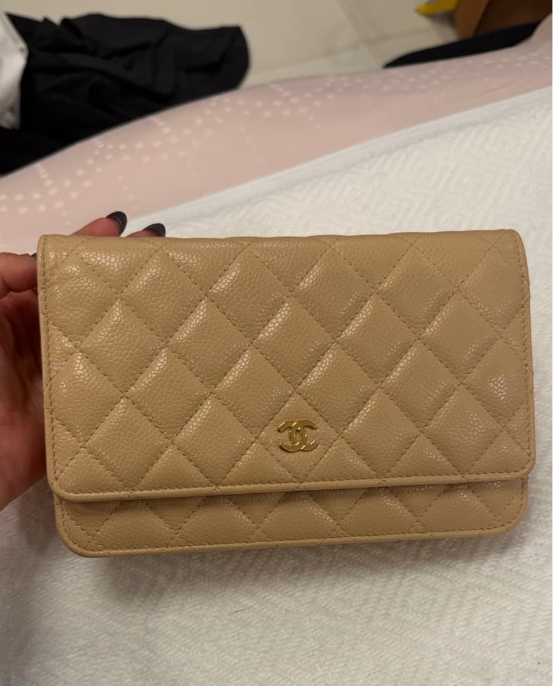 Luxurious Quilted Leather Chain Wallet - Image 1