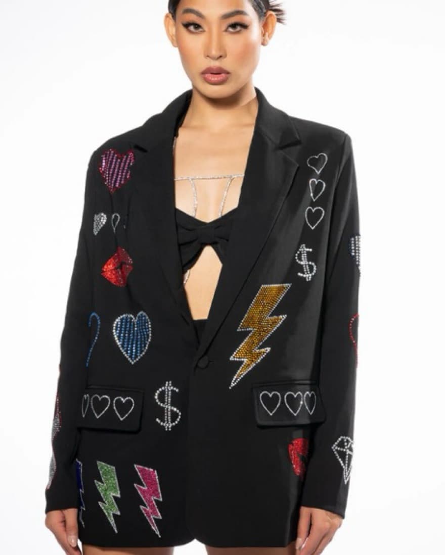 Rhinestone Embellished Blazer - Image 1