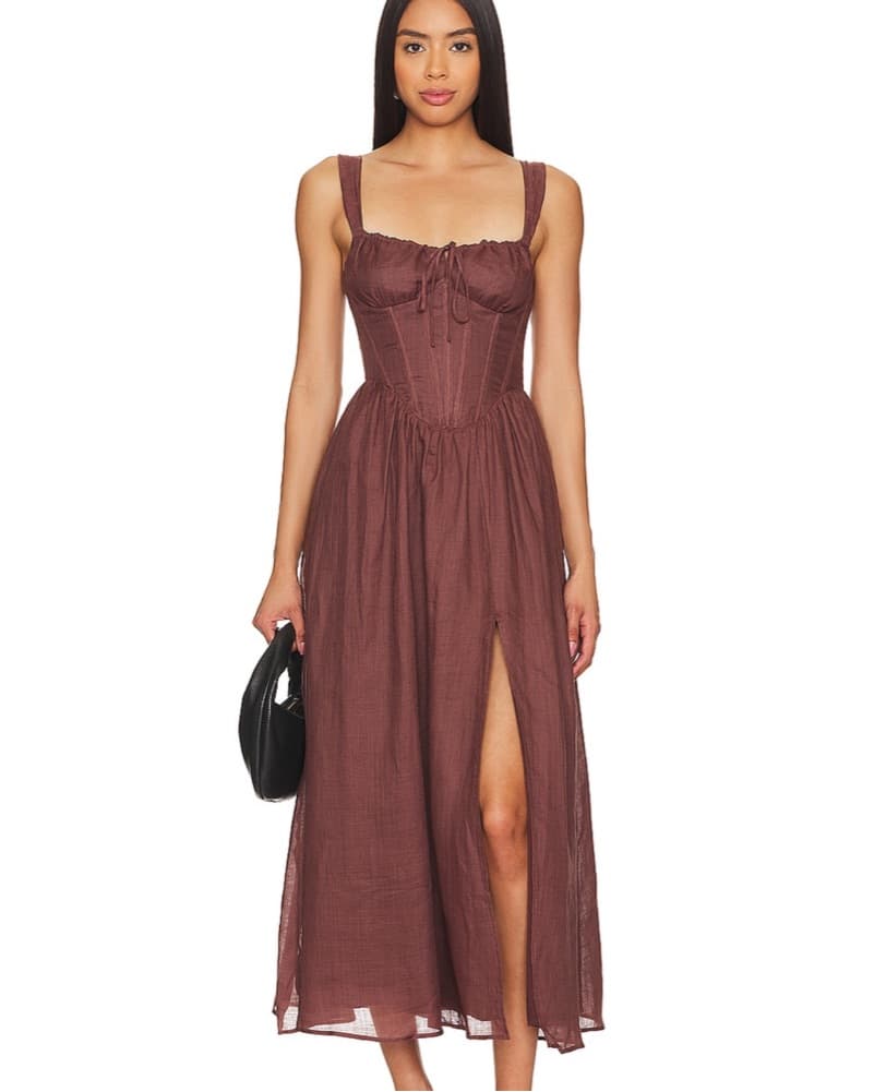 Bardot Brown Cordet Midi Dress - Image 1
