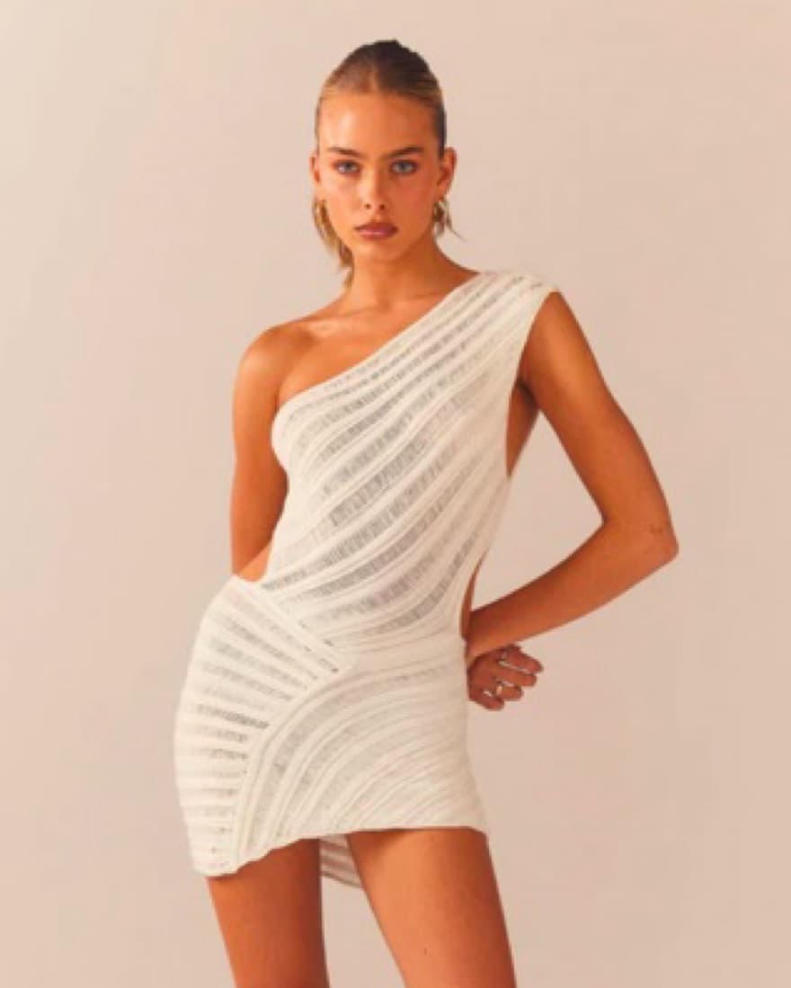 White Peppermayo Knitted Mini Dress - Image 1