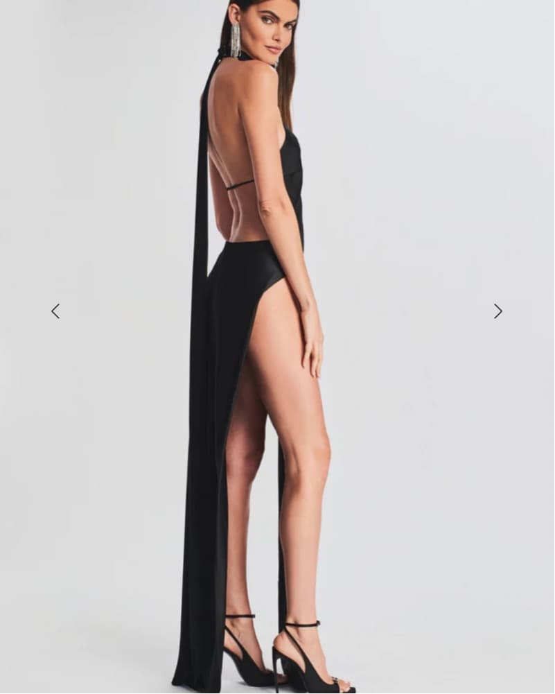 Retrofete Black Silk Gown Maxi Dress - Image 3