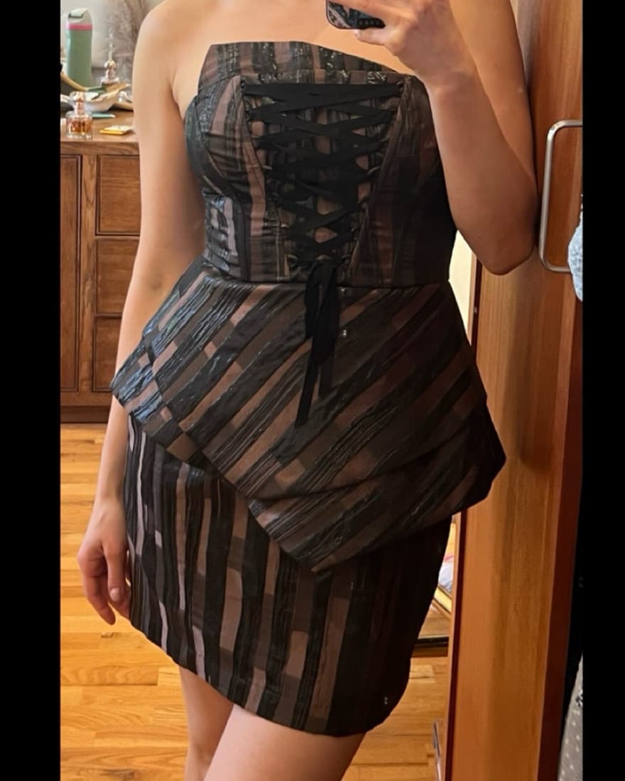 Bebe Corset Peplum Cocktail Dress - Image 3