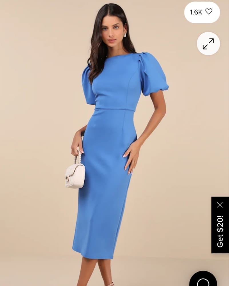 Simply Beloved Blue Puff Sleeve Bodycon  - Image 2