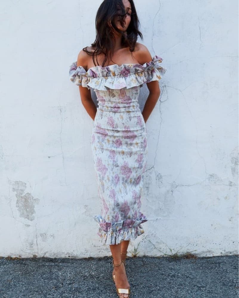 V Chapman Pastel Floral Midi Dress - Image 1