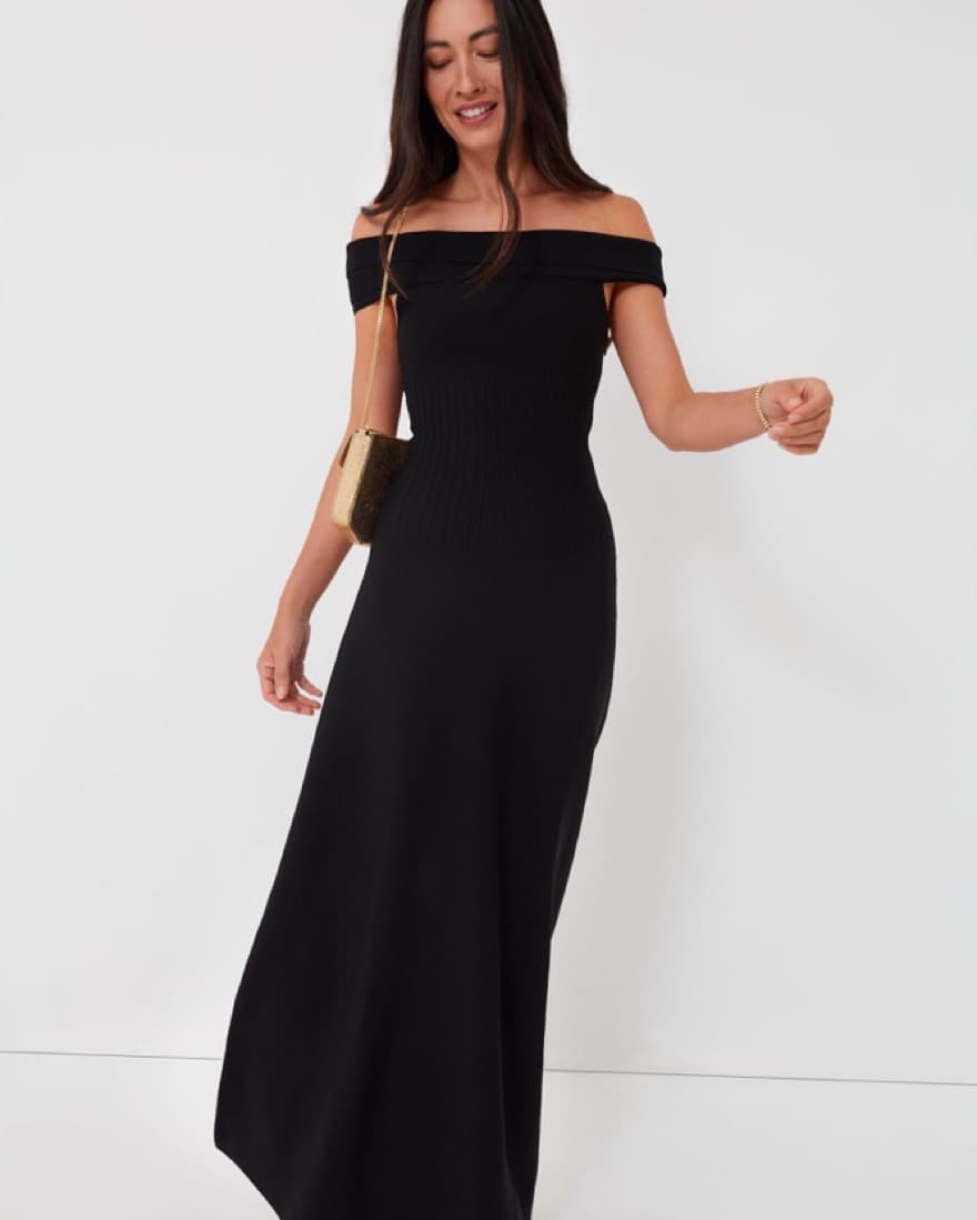 Alluring Off-the-Shoulder Black Maxi Dress - Image 2