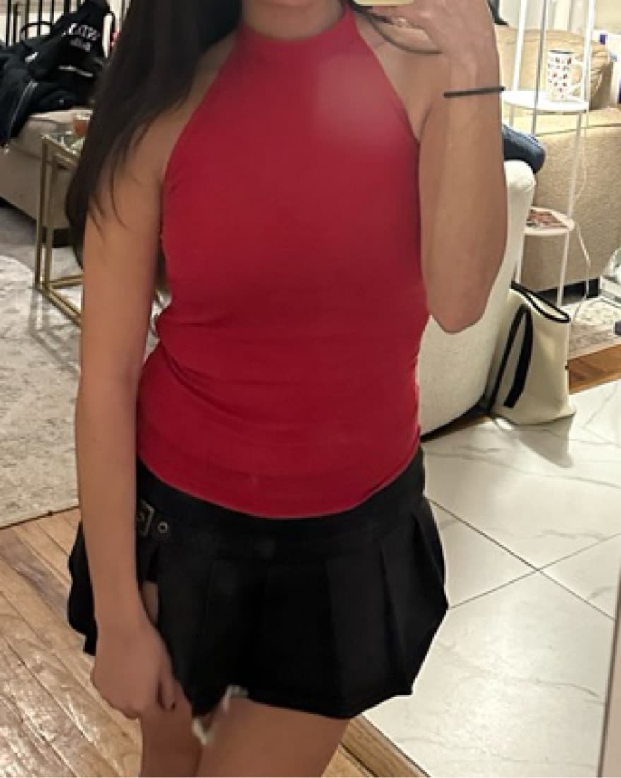 Chic Red Halter Neck Bodycon Top Size 4 - Image 2
