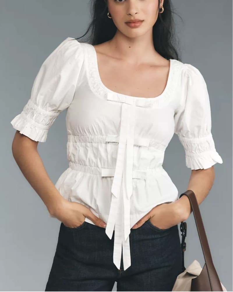 Damson Madder Bianca Ruffle Bow Top - Image 1