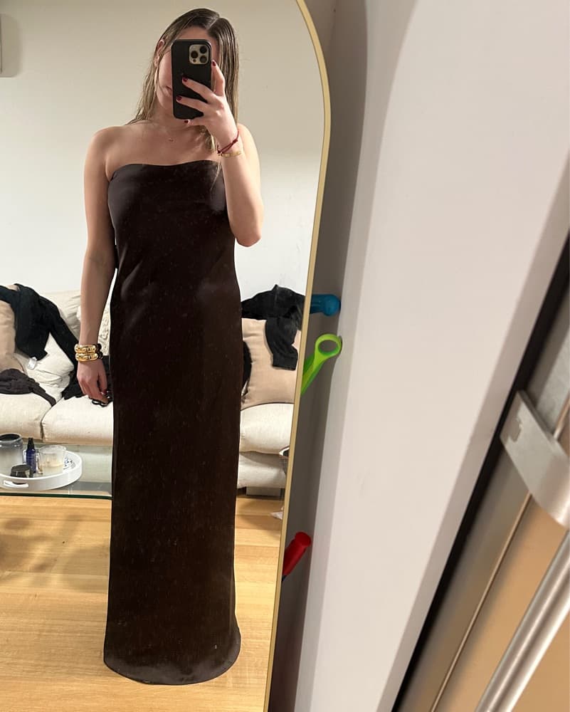 Norma kamali Brown Strapless Dress  - Image 4