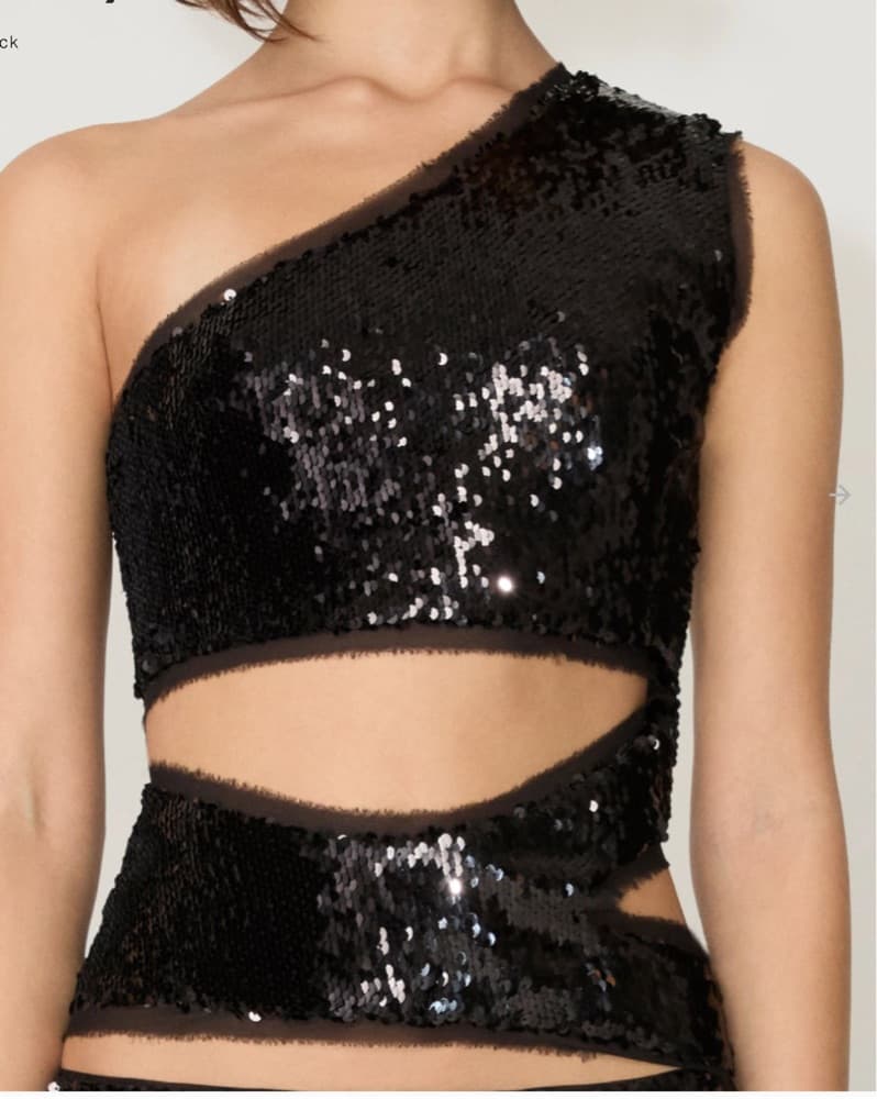 KHY Black Sequin Cut-Out Top - Image 3