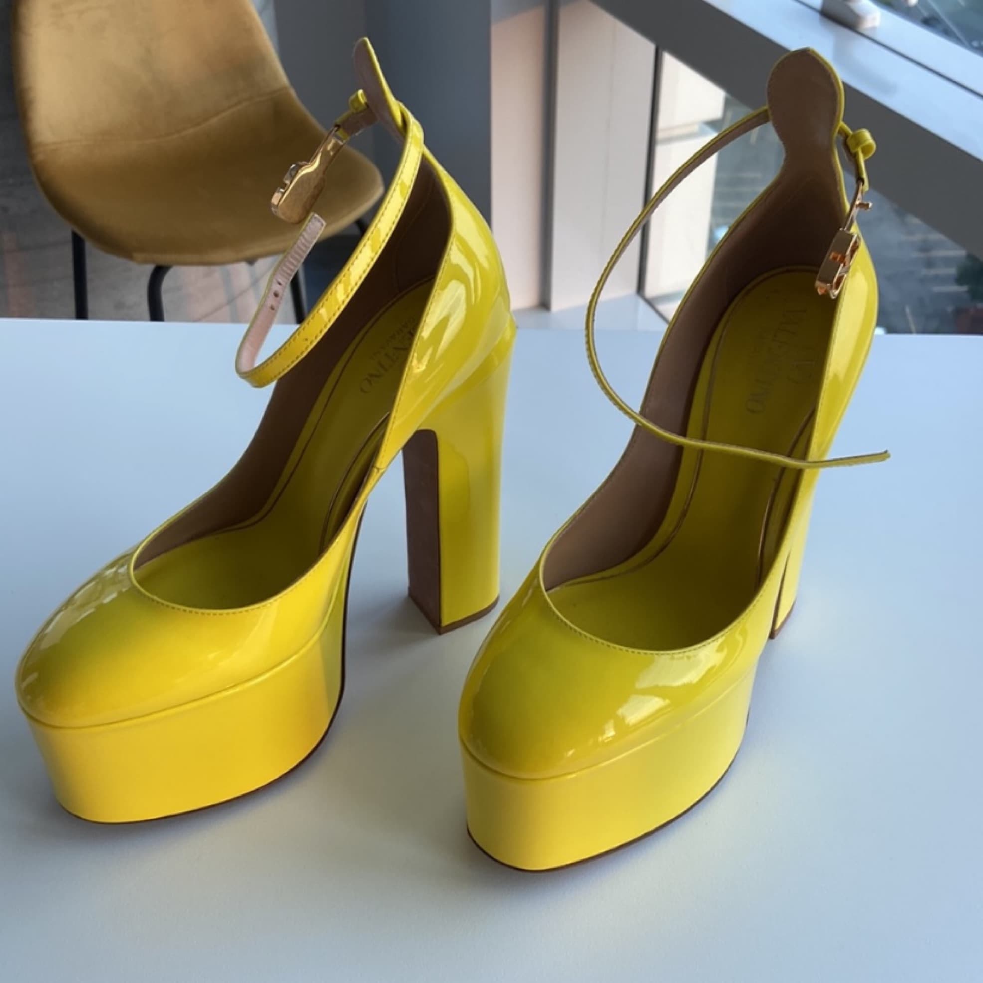 Valentino Tan-go Platform Heels Yellow - Image 2