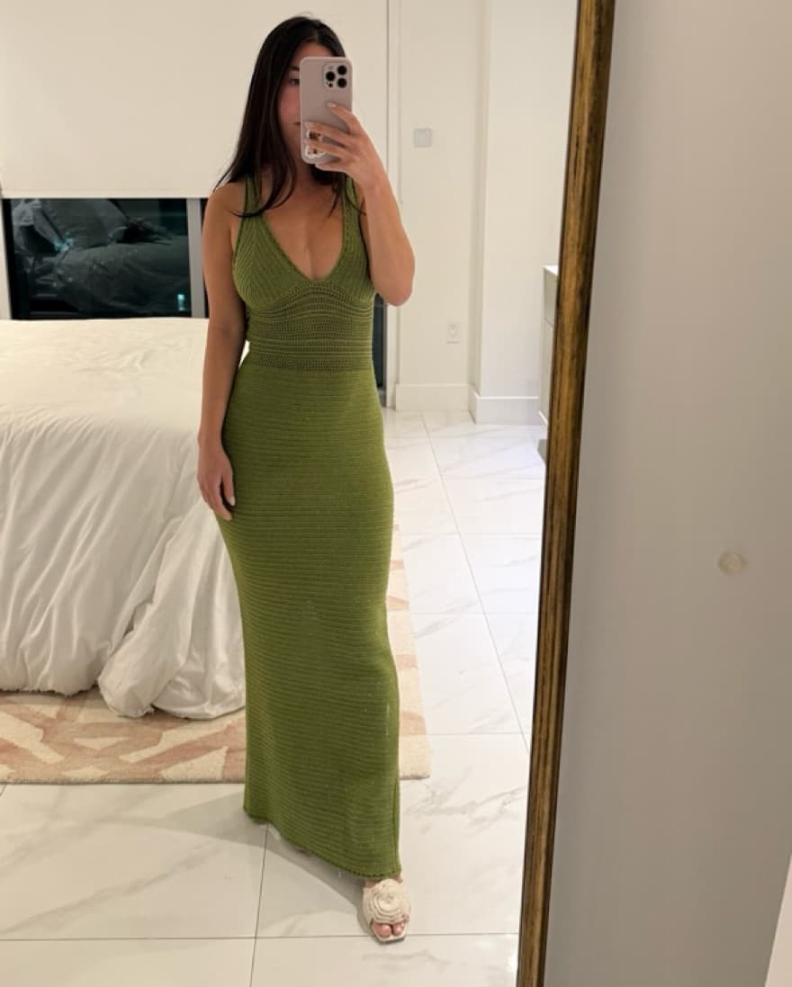 Green Sparkle Crochet Dress  - Image 2