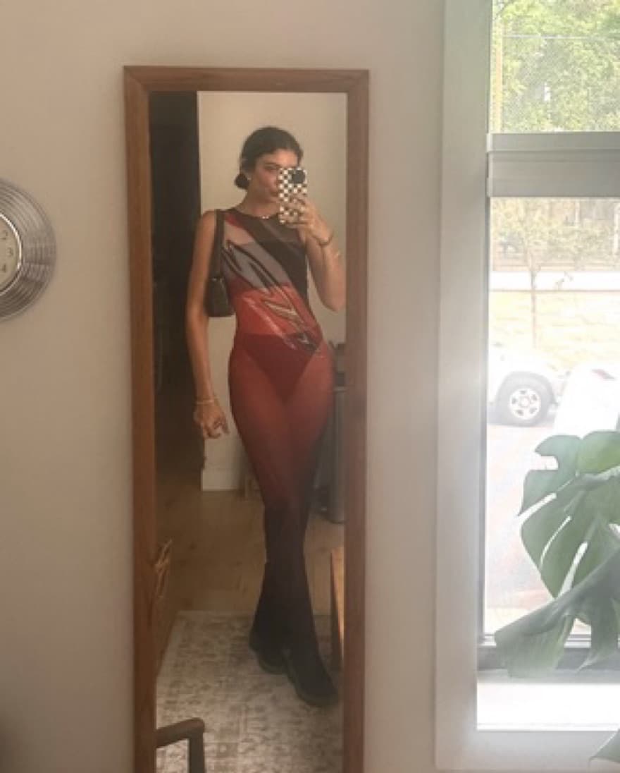 Red Tara Hakin Maxi Dress And Cardigan  - Image 2