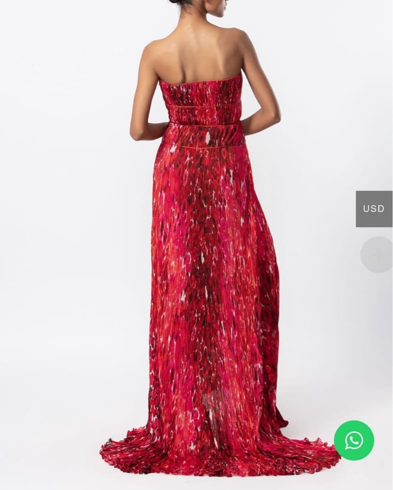  Red Pleated Formal Maxi Dress - Image 2