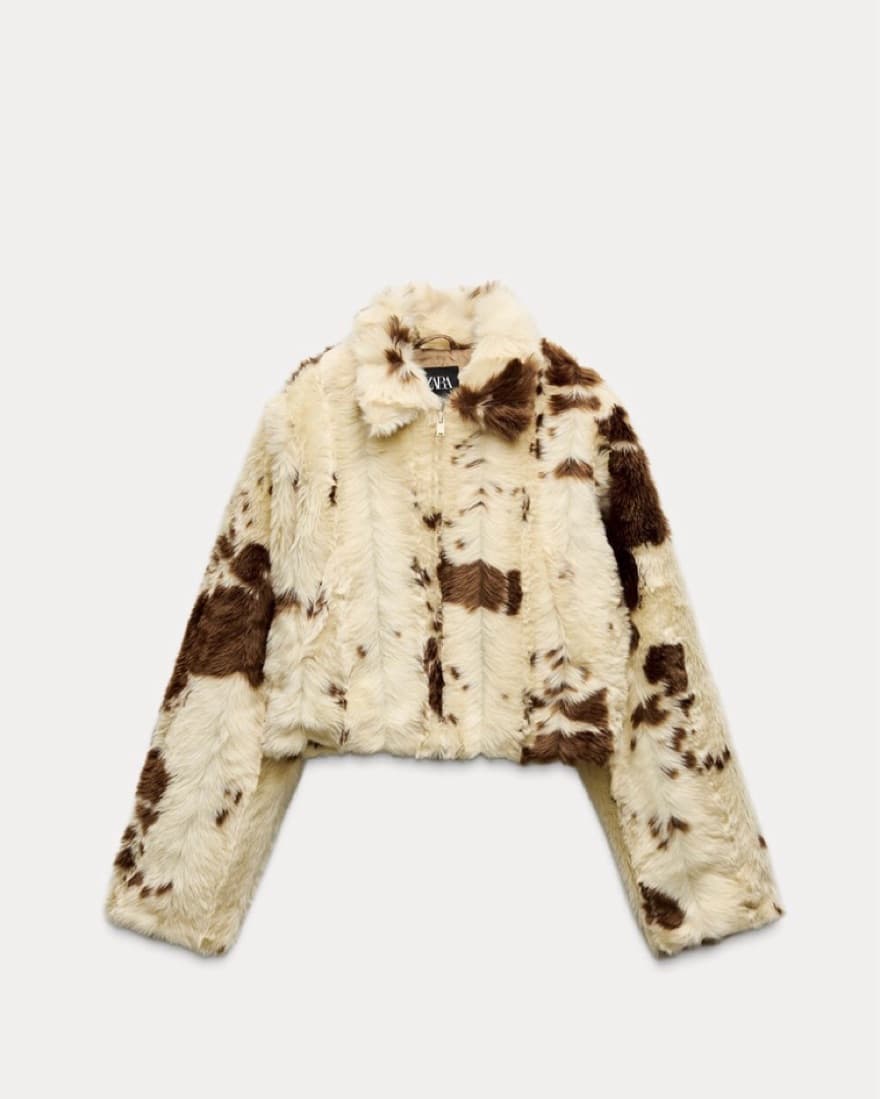 Zara faux fur animal print jacket - Image 1