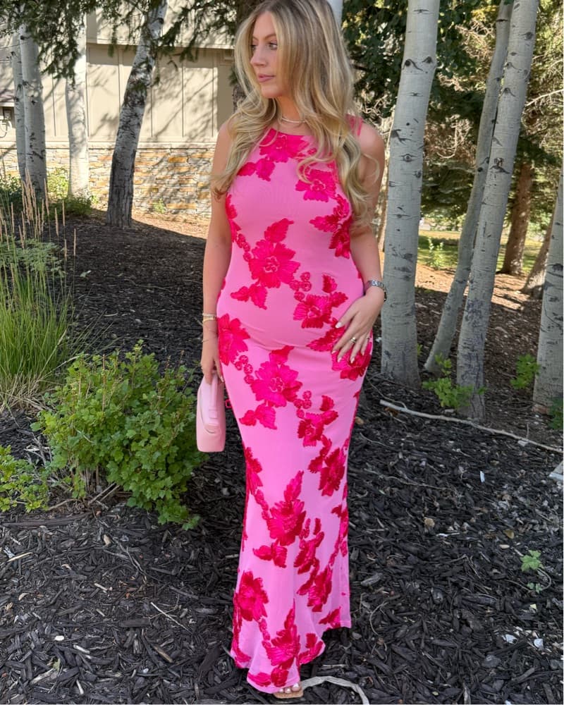 Pink Embroidered Gown - Image 3