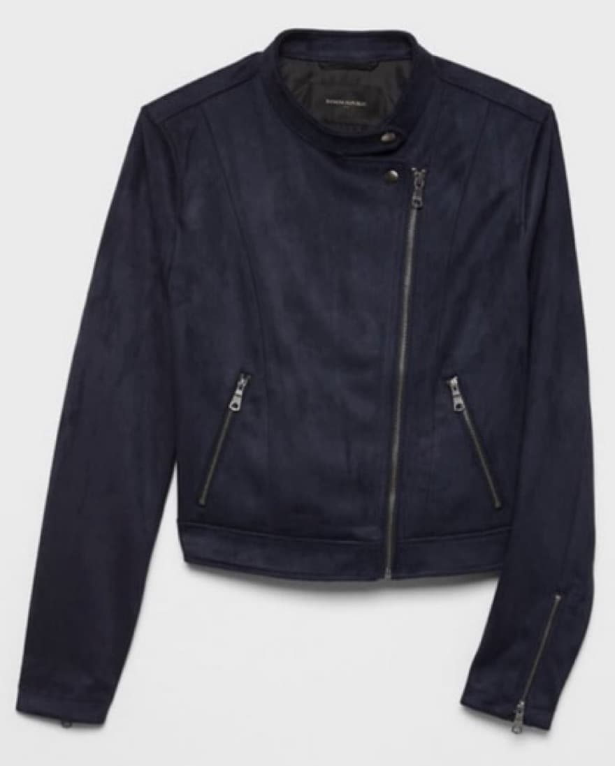 Faux Suede Moto Crop Jacket - Image 2