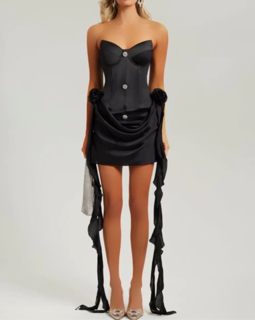Heiress Black Crystal Mini Dress  - Image 2