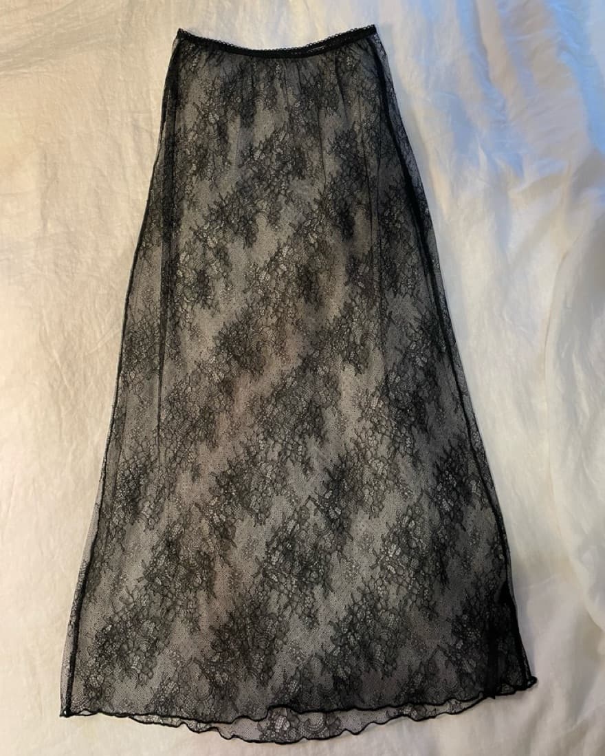 Sheer Lace Midi Skirt - Image 1