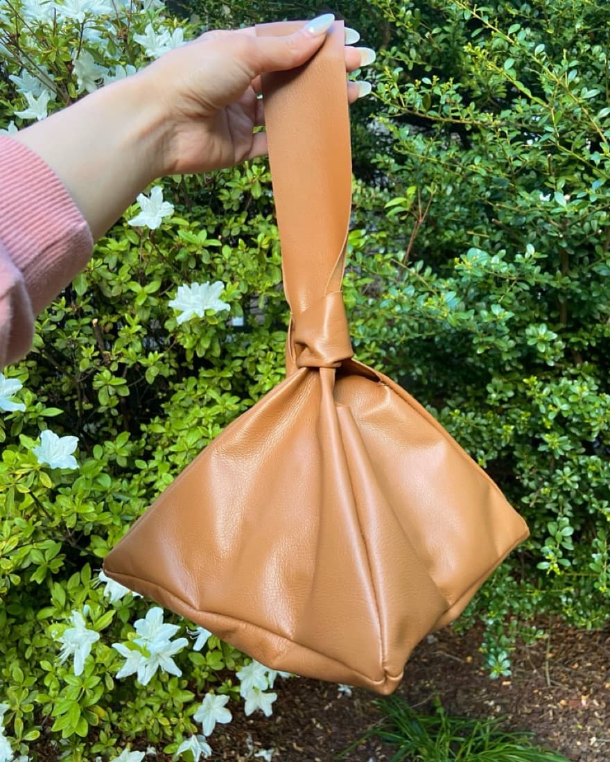 Tan Leather Pyramid Purse - Image 3
