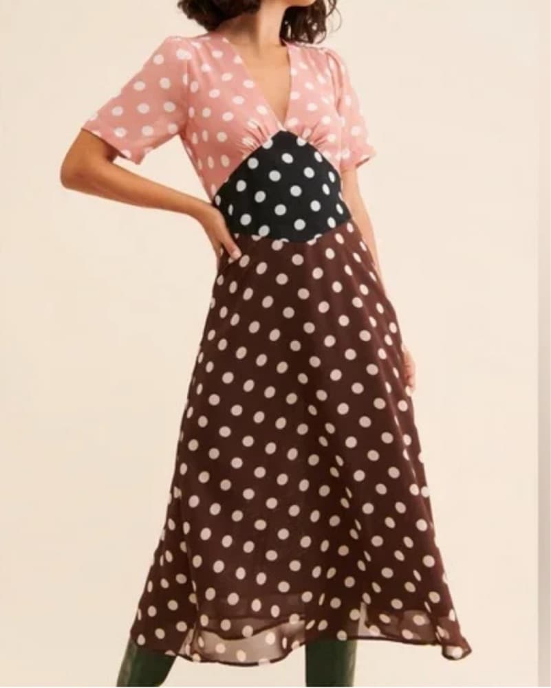 Retro Polka Dot Midi Dress - Image 1