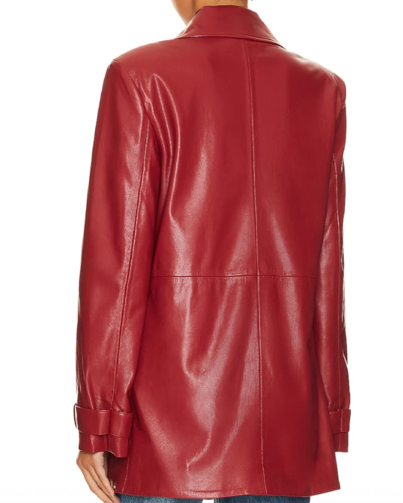 Bordeaux Faux Leather Blazer - Image 2