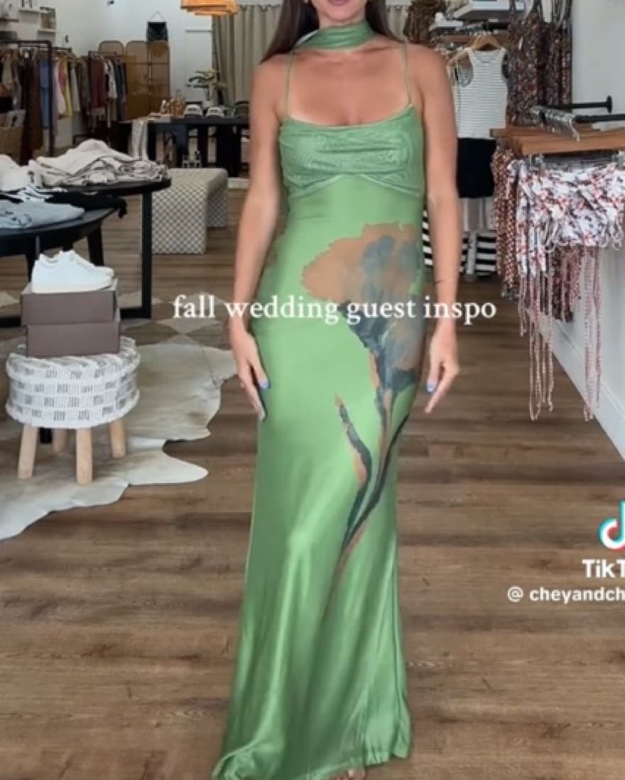 Green Floral Dress - Image 1