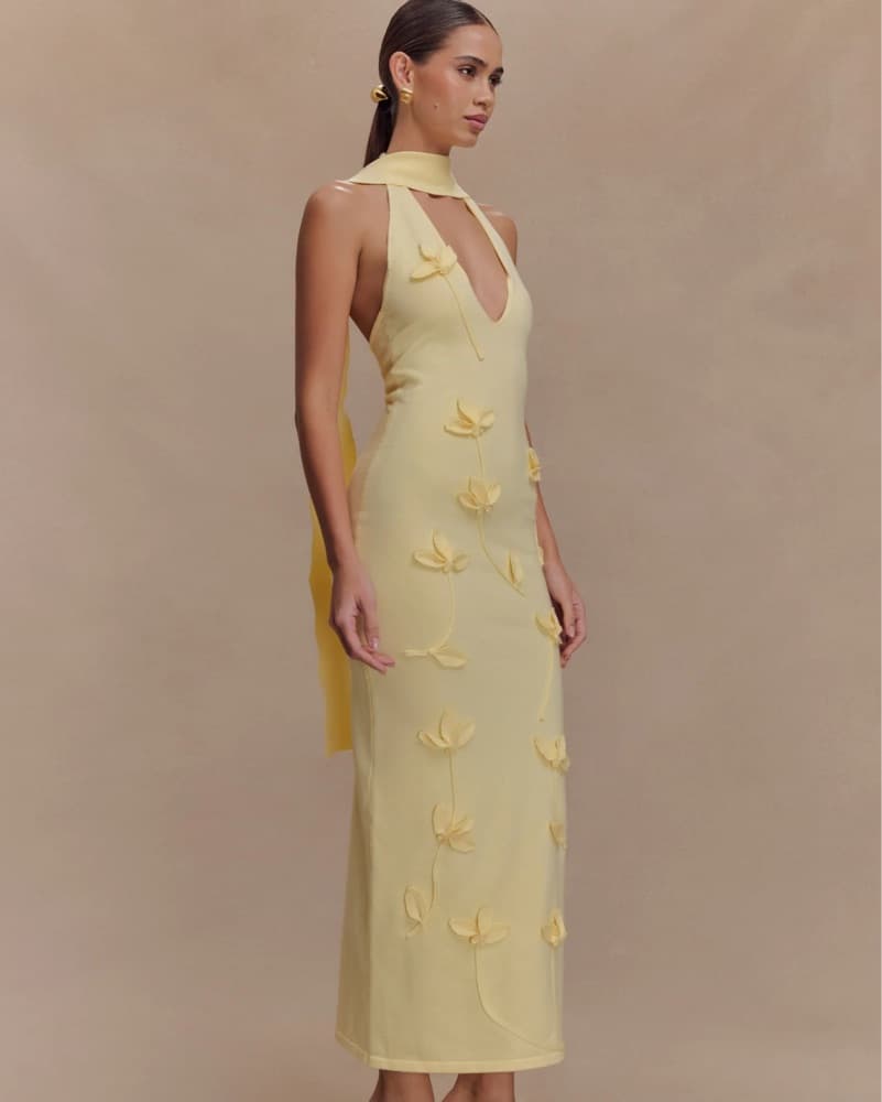 Floral Knit Midi - Lemon - Image 3