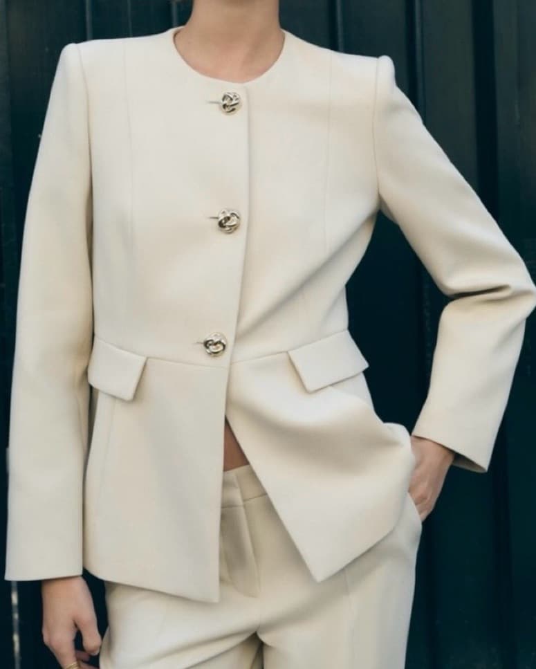 Zara Ecru Tailored Flap Blazer  - Image 1