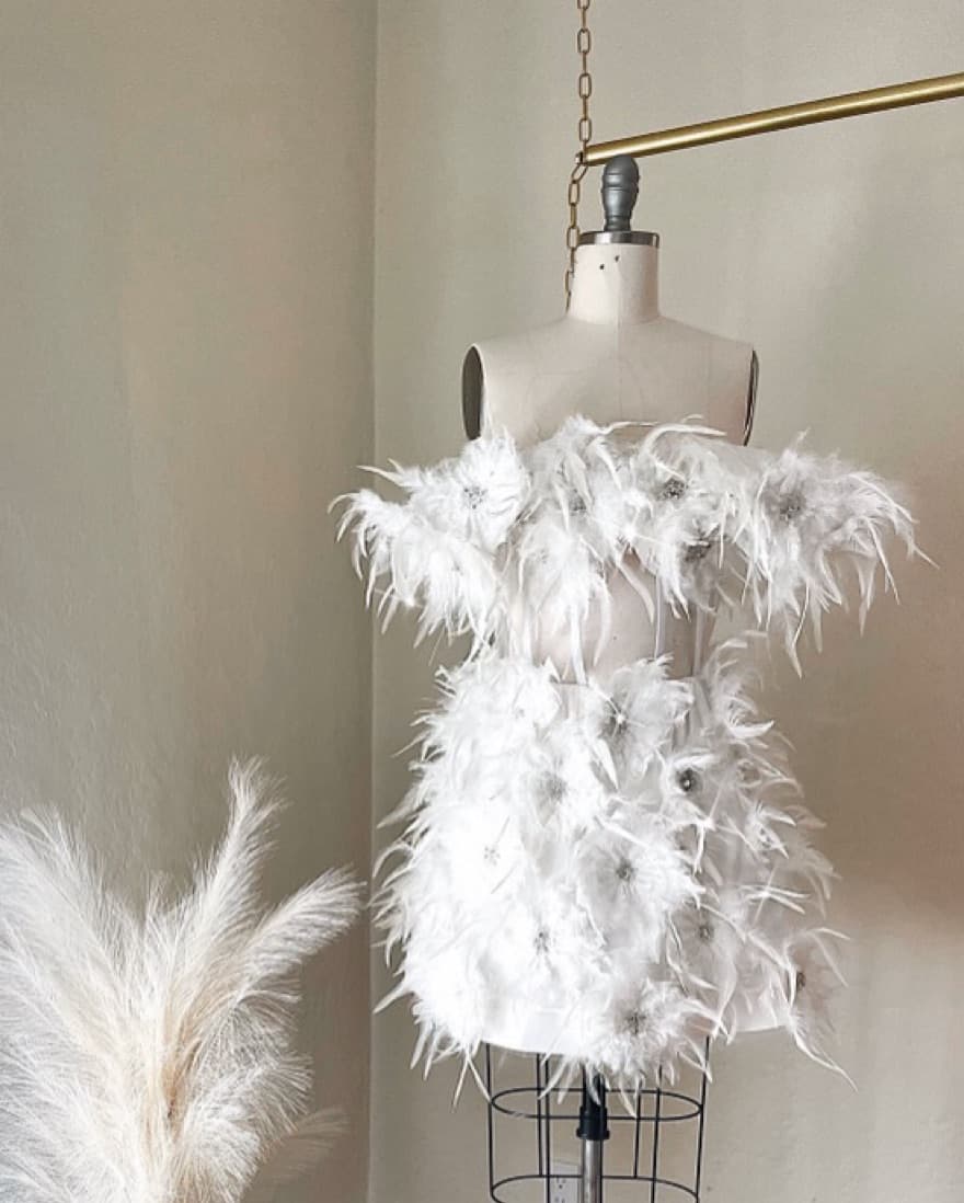 Bridal Corset Dress With Feathers - Image 6