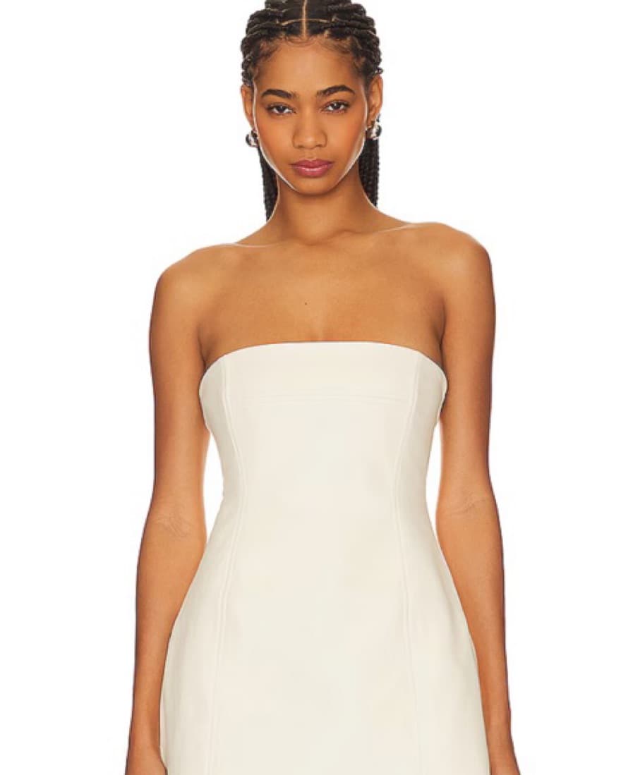 FAUX LEATHER STRAPLESS TOP IN ECRU - Image 2