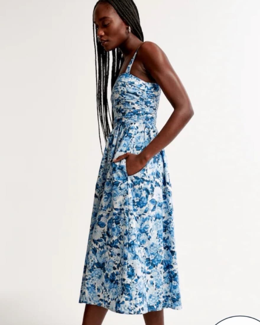 A&F Emerson Blue & White Midi Dress XSP - Image 3