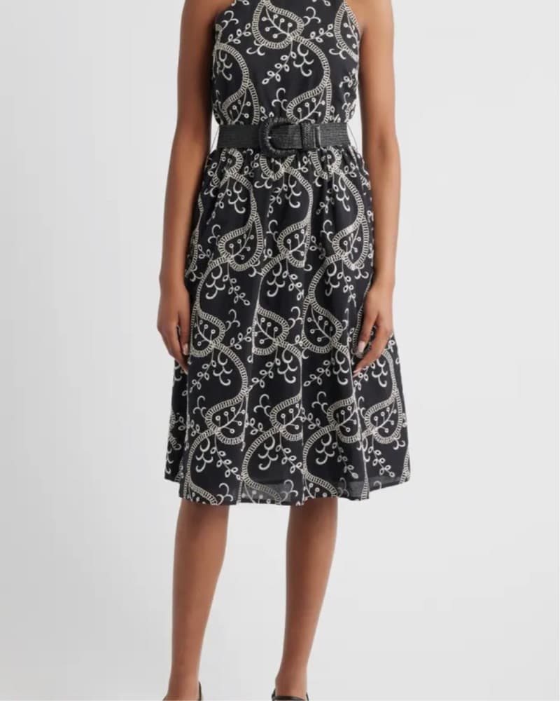 Elegant Patterned A-Line Dress - Image 1