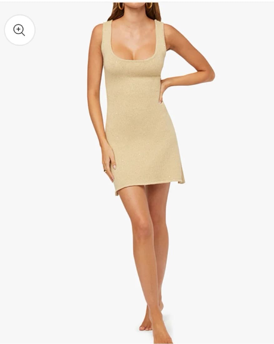 WEWOREWHAT SCOOP NECK MINI DRESS in PALE - Image 4