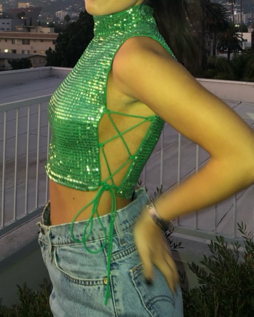 H:ours Green Sequin Top - Image 1