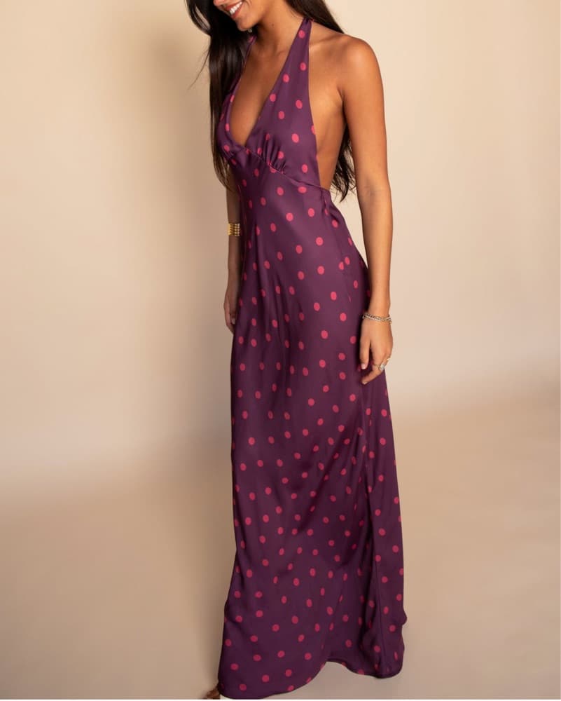 Skatie Purple Polka Dot Maxi Dress - Image 4