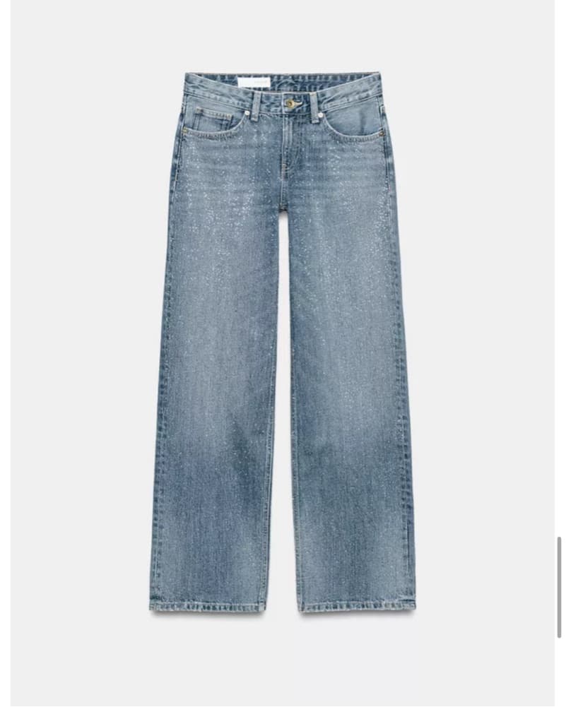 Zara Bedazzled Denim Low Rise Jeans - Image 3