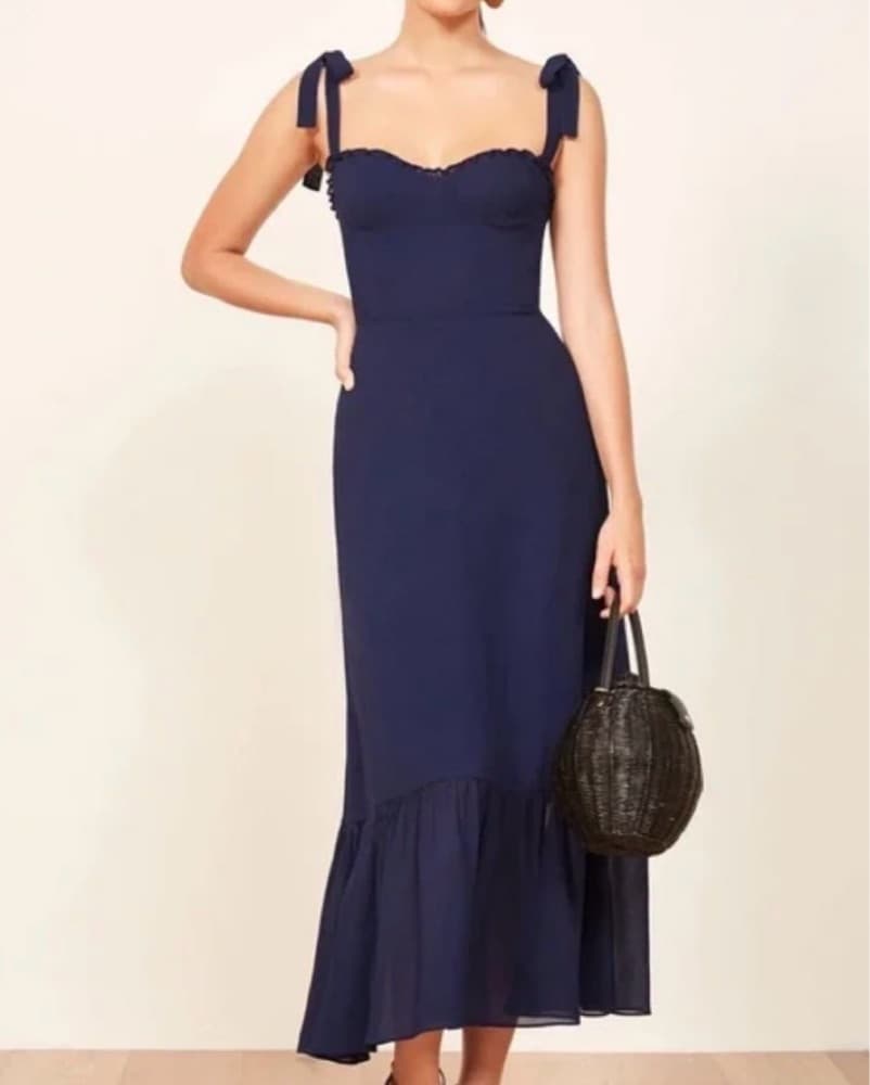 Chic Navy Blue Midi Dress - Image 3