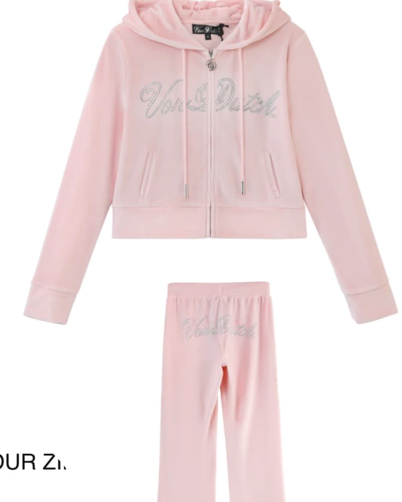 Pink Velour Von Dutch Track Suit - Image 3