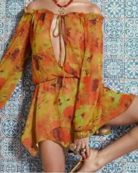 Vibrant Floral Off-Shoulder Playsuit - Image 2