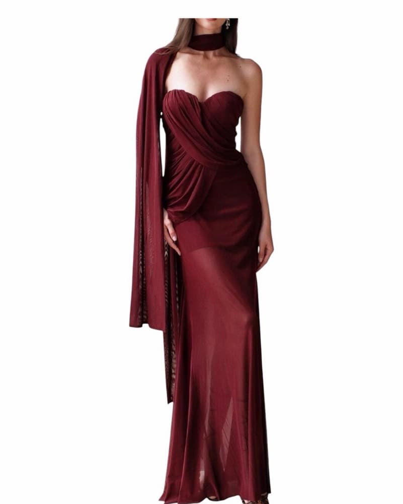 Burgundy Linda Charm Formal Maxi Dress - Image 2