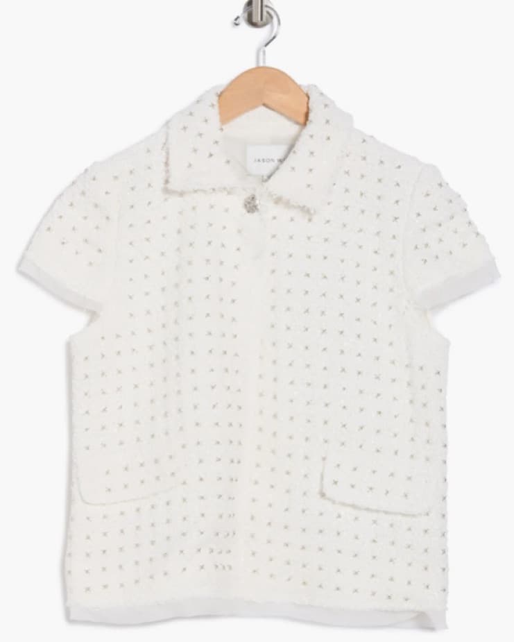 Chic Beaded Sort Sleeve Blazerh - Image 4