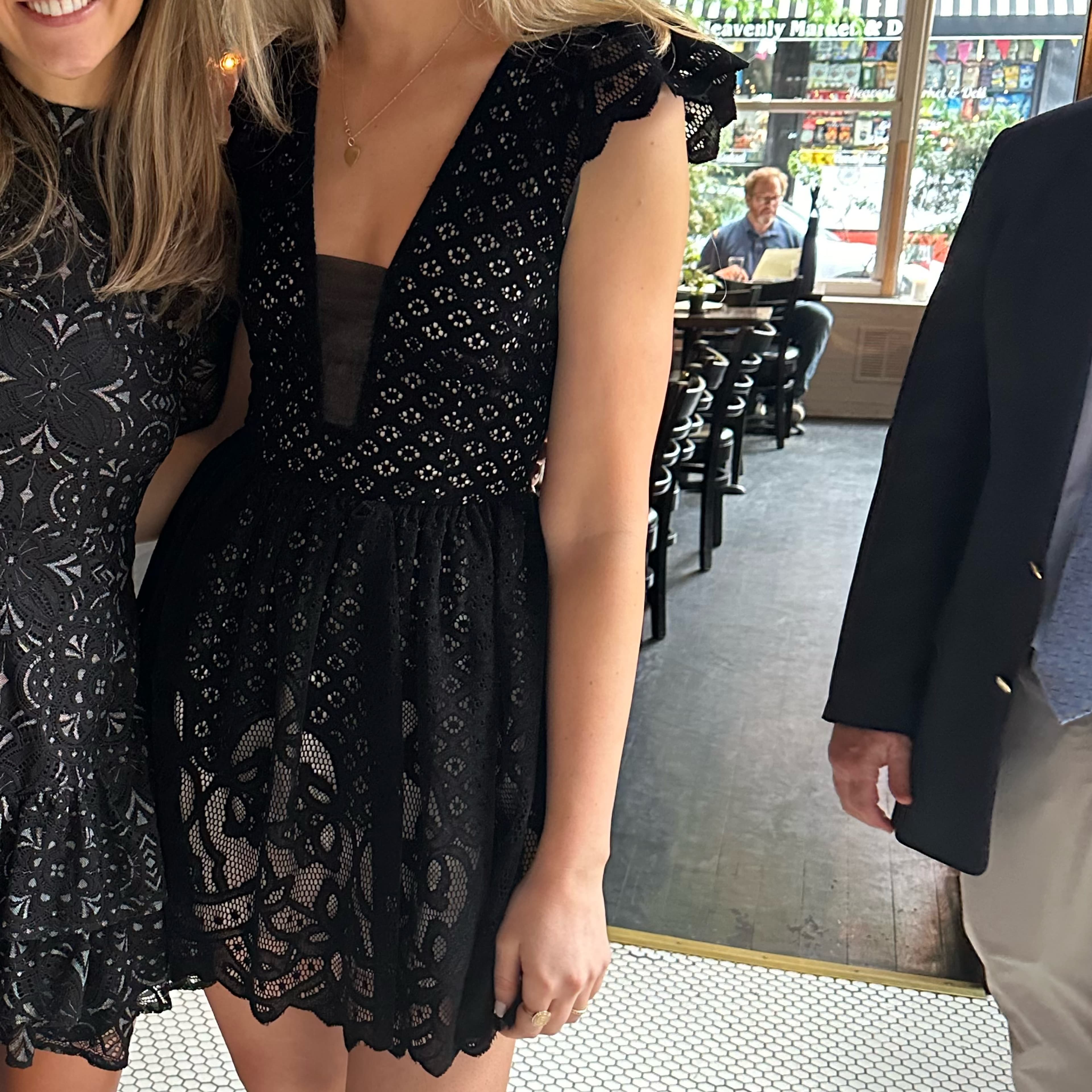 Free People Black Cap Sleeve Mini Dress - Image 2
