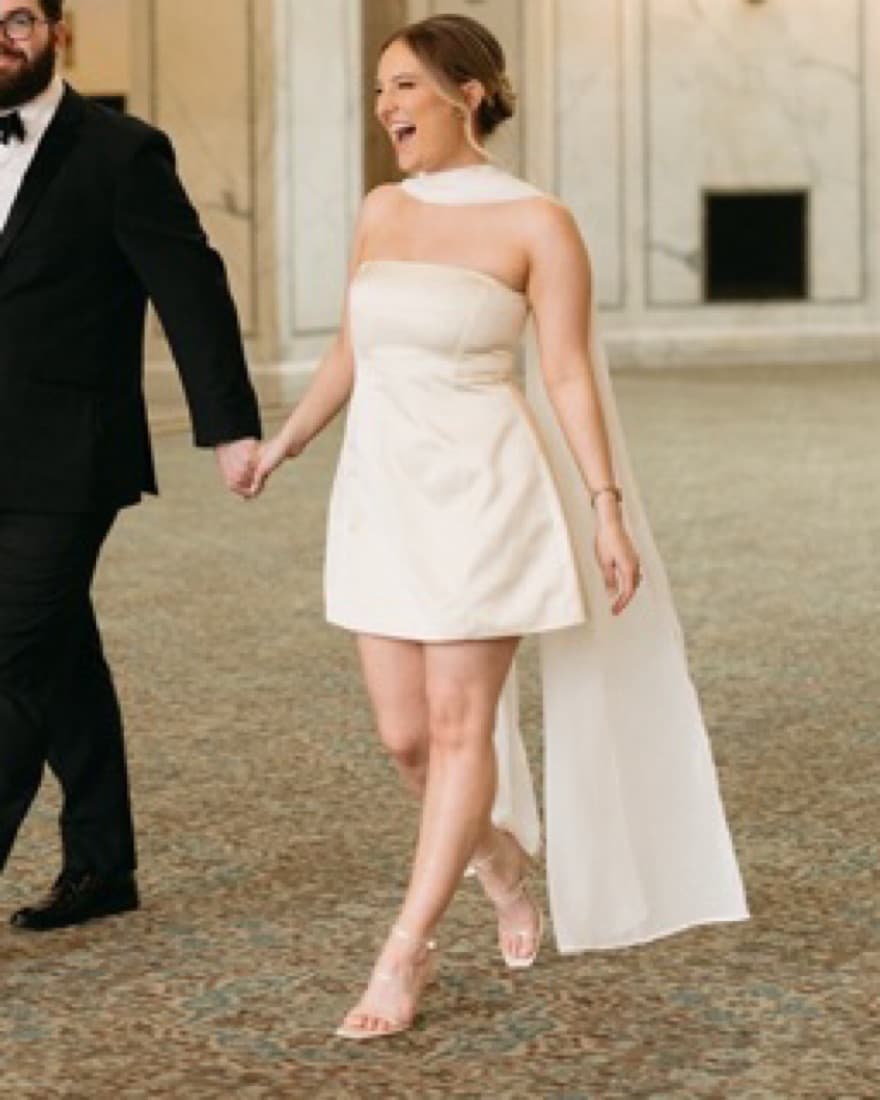 White Dress W Custom Scarf - Image 2