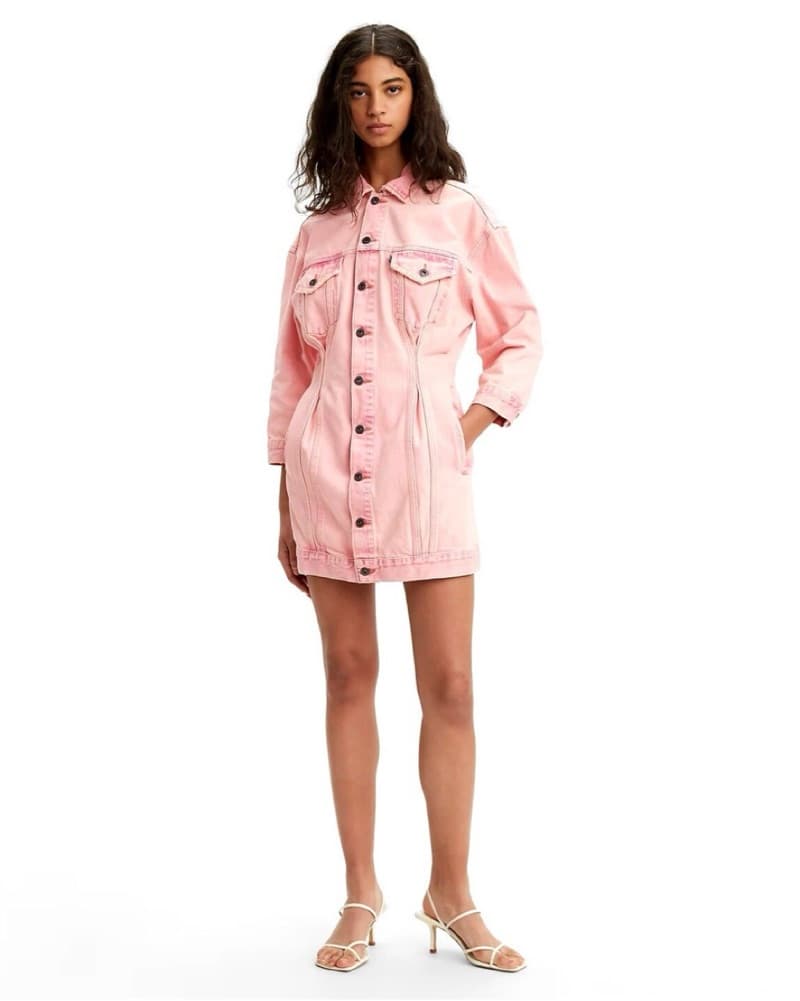 Levi's Cinched Pink Trucker Jacket Dress - Image 4